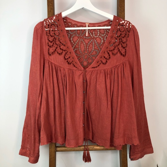 Free People Tops - Free People Doin’ it right peasant blouse cinnamon XS